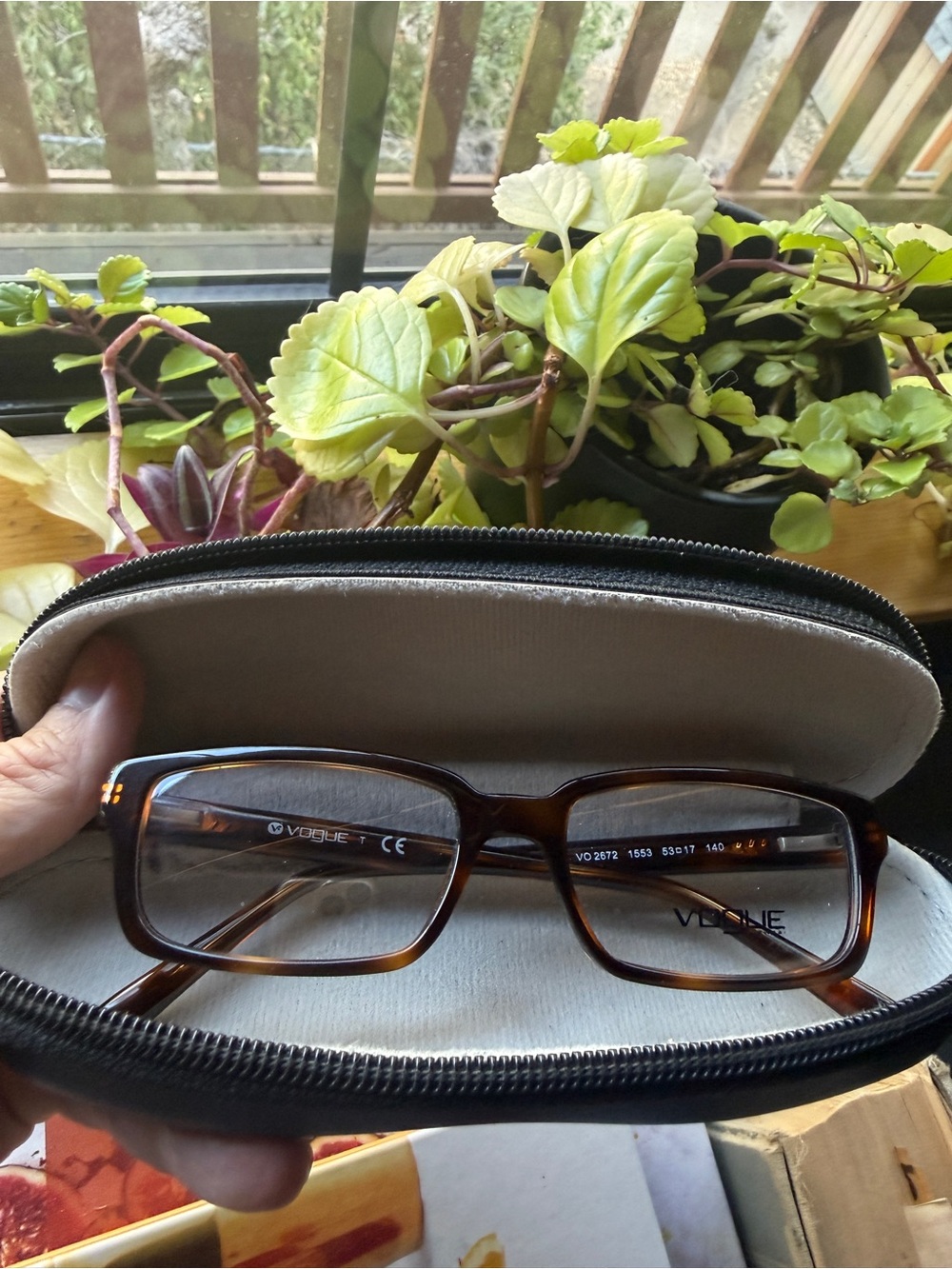 Vogue Men's Tortoiseshell Eyeglasses with Zipper Case - Brown - NWT